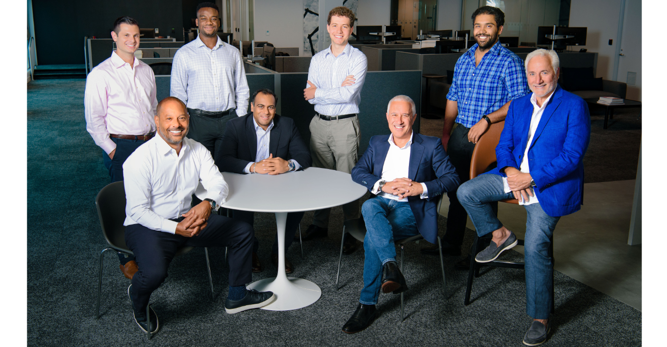 L to R: Matthew Tarantino, Hassan Murphy, Shareef Ibraheem, Neeraj Borle, Reed Berry, Michael Rozen, Krishna Gambhir and Tom Stamatelos of TRGP Capital.